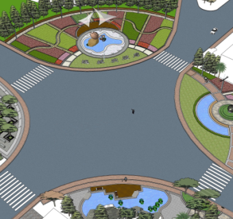 现代公共景观su模型