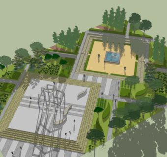 现代公园景观su模型