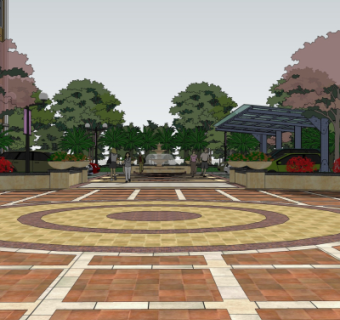 欧式园林景观su模型