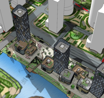 现代办公楼su模型