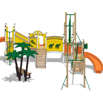 现代儿童滑梯游乐设备su模型