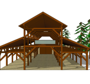 现代实木长廊免费su模型