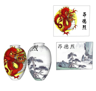 中式摆件挂画su模型