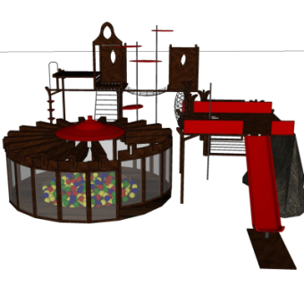 现代滑梯组合su模型