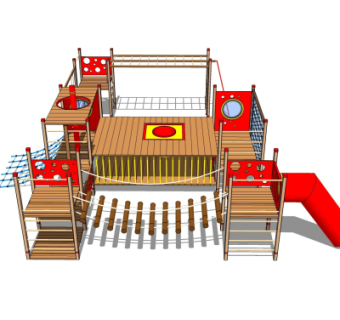 现代滑梯组合su模型