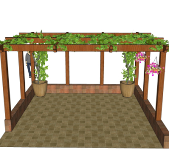 现代廊架葡萄架免费su模型