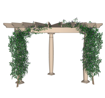 现代廊架葡萄架免费su模型