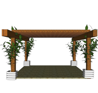 现代廊架免费su模型