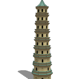 中式宝塔su模型