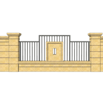 现代围墙护栏免费su模型