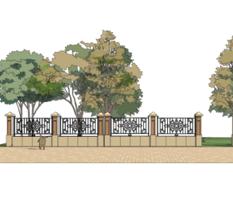 欧式围墙护栏免费su模型