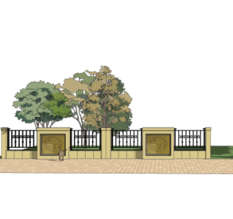 欧式围墙护栏免费su模型