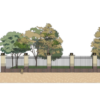 现代围墙护栏免费su模型