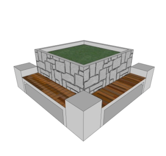 现代公园长凳su模型