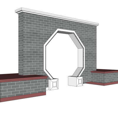 中式八角门su模型