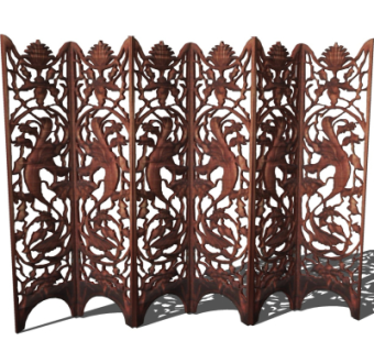 中式屏风su模型