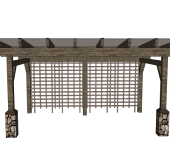 现代廊架免费su模型