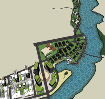 现代小区规划su模型