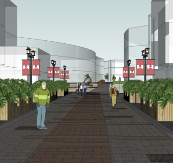 简欧街道景观su模型