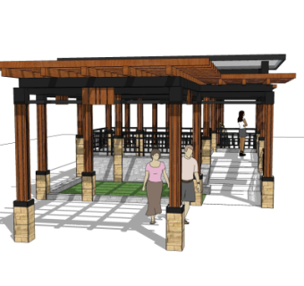 现代长廊免费su模型