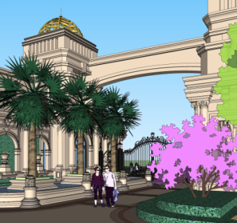 欧式古典小区入口免费su模型