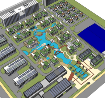 现代小区规划su模型