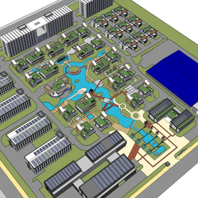 现代小区规划su模型