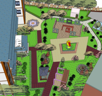 现代公园景观su模型