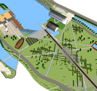 现代公园景观su模型