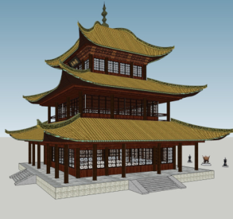 中式古建殿宇su模型