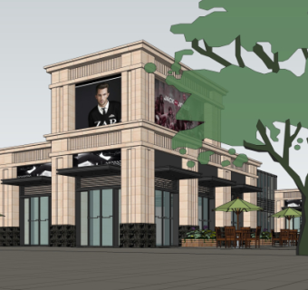 新古典沿街商业建筑su模型