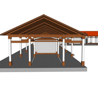 现代长廊免费su模型