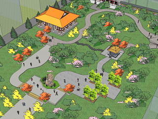 <em>中式公园景观</em>su模型