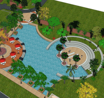 欧式公园景观su模型