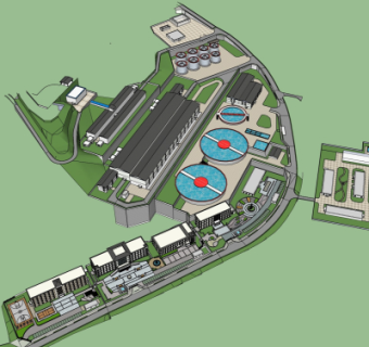 现代工业园区规划su模型