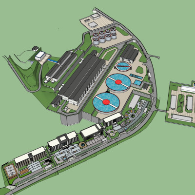 现代工业园区规划su模型