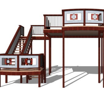 新中式楼梯su模型