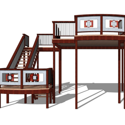 新中式楼梯su模型