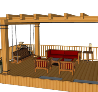 现代廊架免费su模型