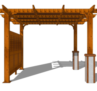 现代廊架免费su模型
