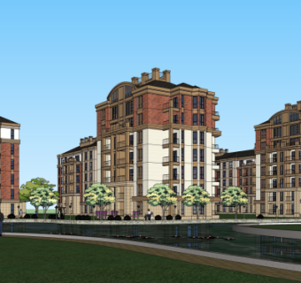 新古典公寓楼su模型