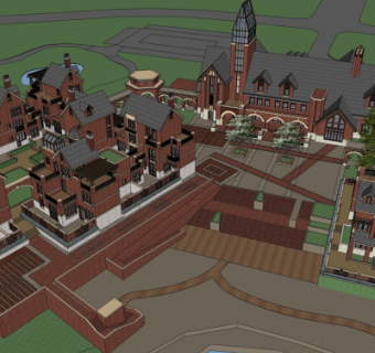 欧式别墅区规划su模型