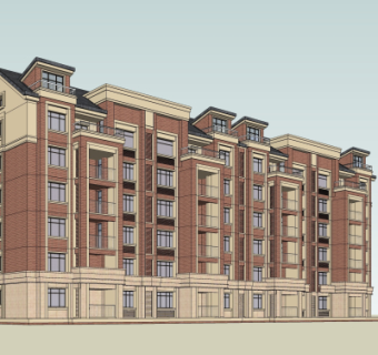 新古典高层公寓楼su模型
