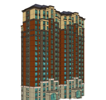 新古典高层公寓楼su模型