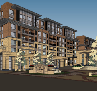 新古典公寓楼su模型