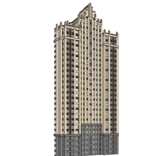 新古典高层公寓楼su模型