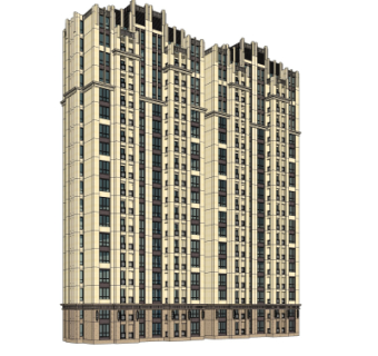 新古典高层公寓楼su模型