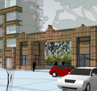 新古典小区入户门免费su模型