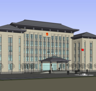 新中式行政办公楼su模型
