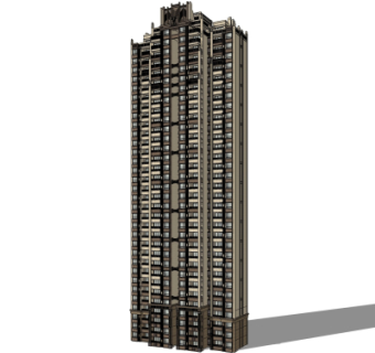 新古典高层公寓楼su模型